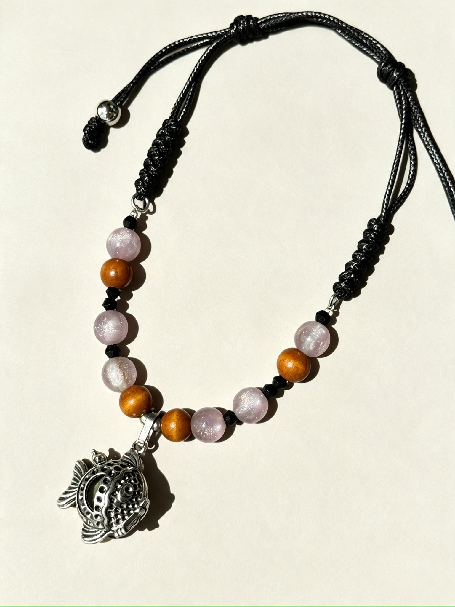 Handwoven Feldspar & Wood Pet Collar